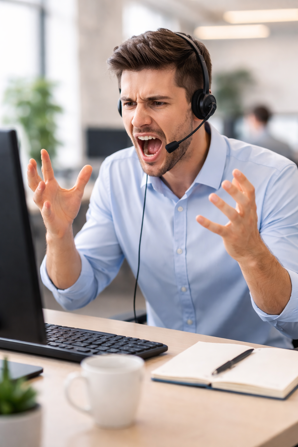 Overwhelmed business owner handling customer queries